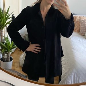 Lyell black babydoll coat with velvet collar